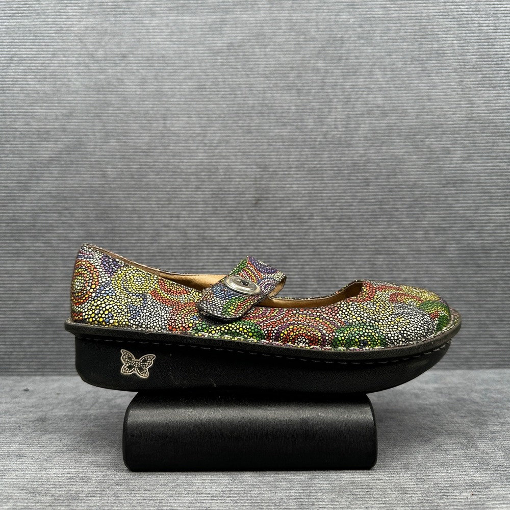 Alegria Paloma Mary Jane Clogs Multi Color Mosaic Dot Women US 8-8.5 Y2k